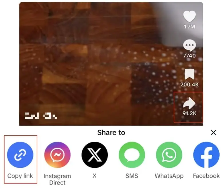 Copy the video url