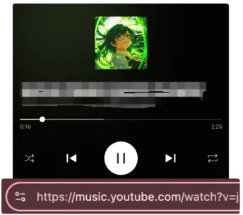 Copy the music url